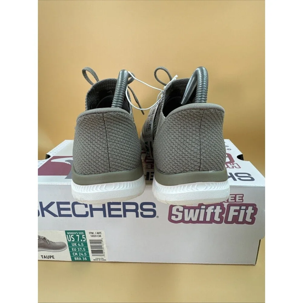 New Skechers Women's Taupe Virtue Swift Fit Sneaker Hands Free Memory Foam 7.5